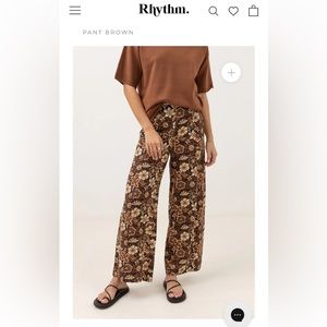 Rhythm Cantabria Floral Wide Leg Pant Brown